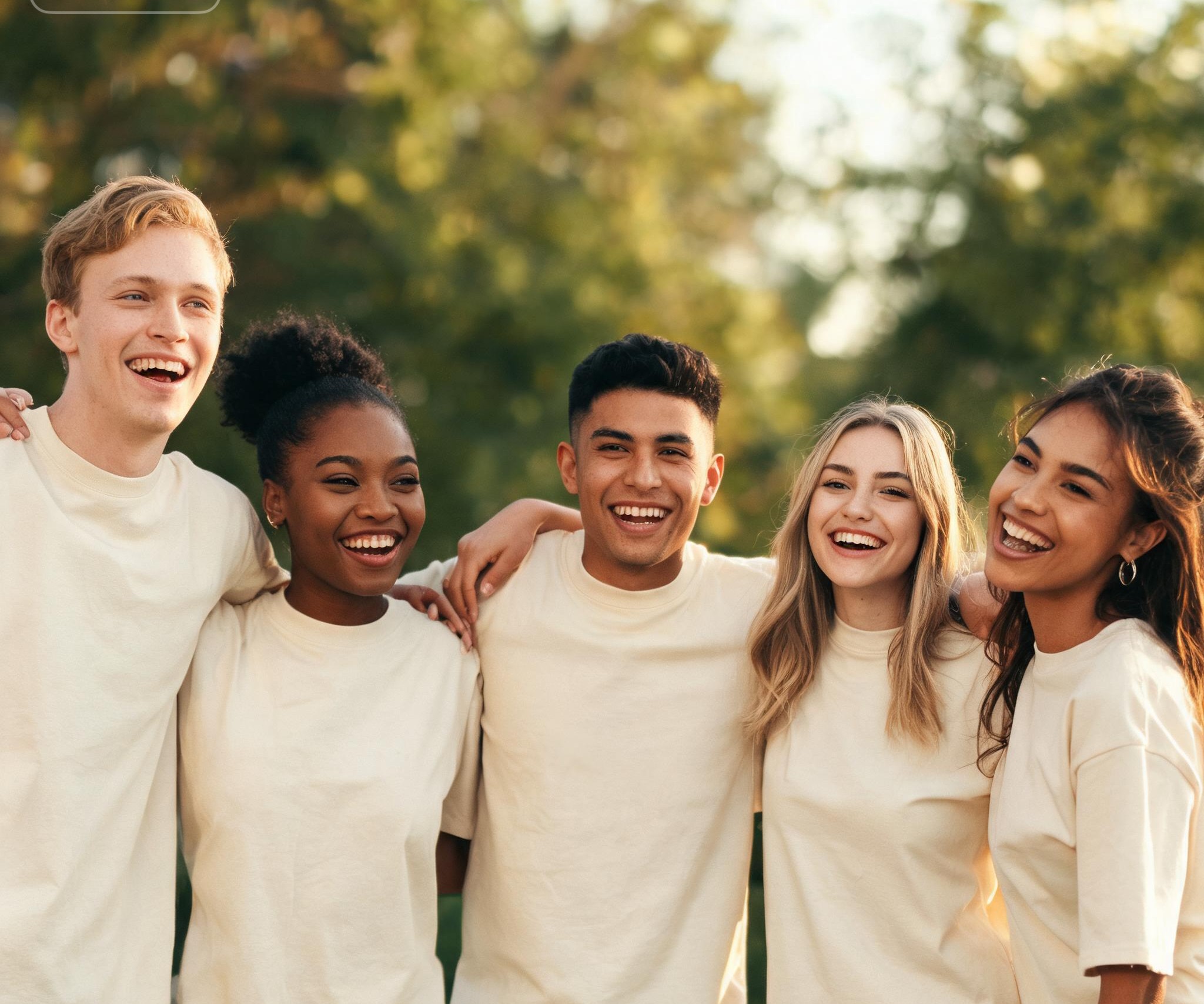 A group wearing matching custom apparel